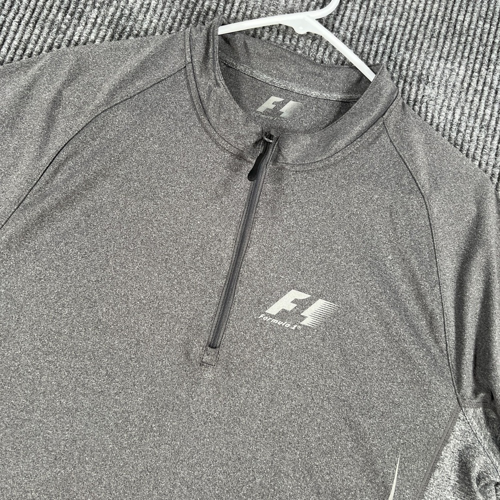 Formula 1 Pullover Shirt Mens Large‎ Gray Short Sleeve 1/4 Zip Mock Neck Active